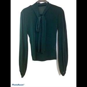 DARK GREEN SHEER BLOUSE- No label